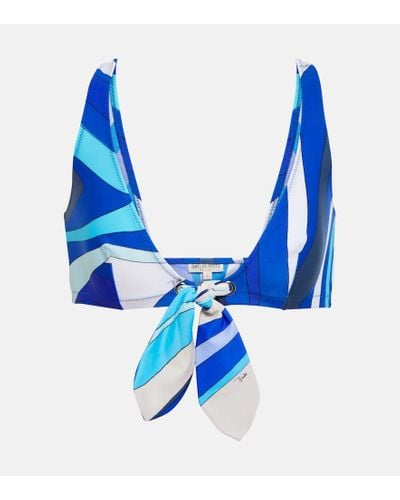Emilio Pucci Top bikini con stampa - Blu