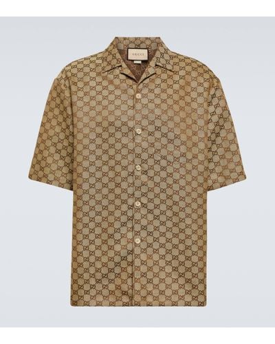 Gucci Archivio Patch-pocket Relaxed-fit Linen-blend Shirt - Natural