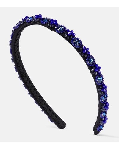 Erdem Embellished Silk Headband - Blue