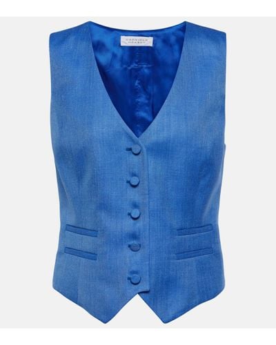 Gabriela Hearst Coleridge Wool, Silk, And Linen Vest - Blue