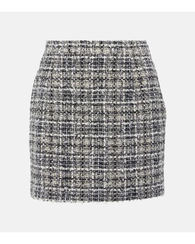 Alessandra Rich Checked Lame Tweed Miniskirt - Grey