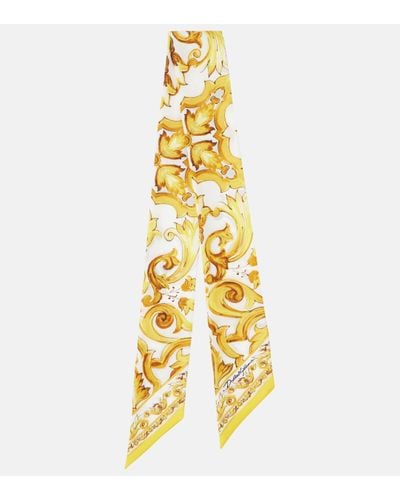 Dolce & Gabbana Majolica Silk Scarf - Metallic