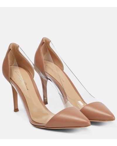 Gianvito Rossi Plexi 85 Leather And Pvc Court Shoes - Brown