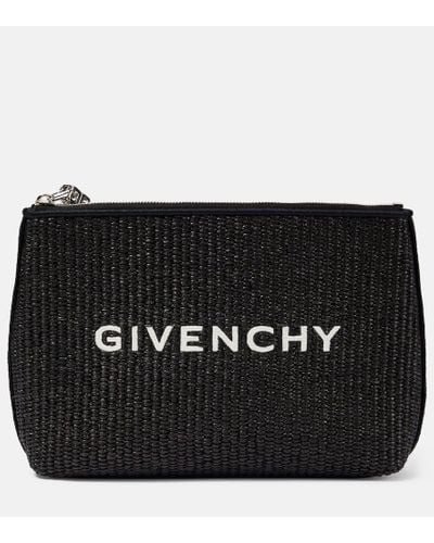Givenchy Clutch de rafia con logo - Negro
