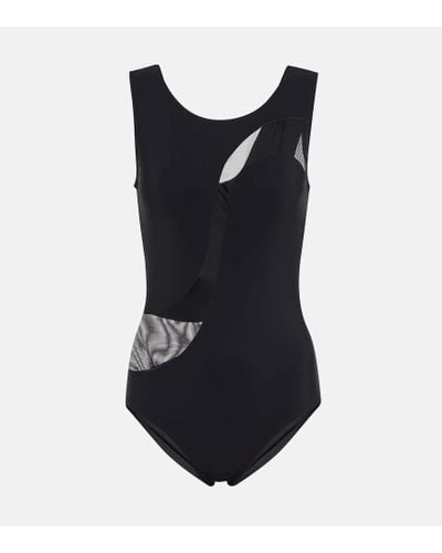 Karla Colletto Mesh-trimmed Swimsuit - Black