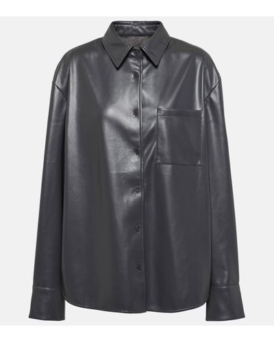 Frankie Shop Chrissie Faux Leather Shirt - Black