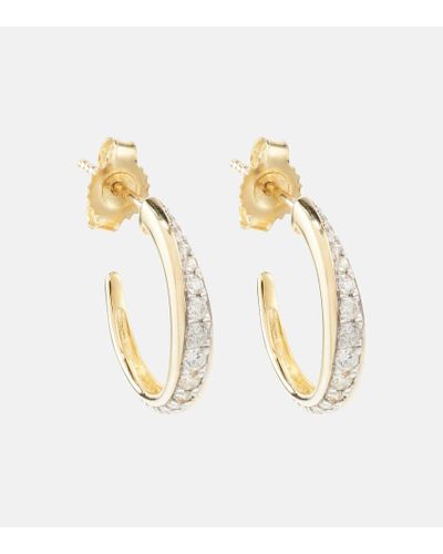 STONE AND STRAND Twist 10kt Yellow Gold Hoop Earrings With Diamonds - Metallic
