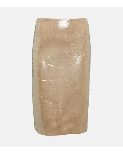 Nili Lotan Bonne Sequined Midi Skirt - Natural