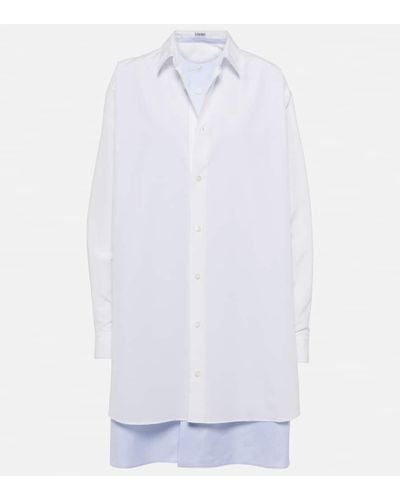 Loewe Vestido camisero de algodon y seda - Blanco