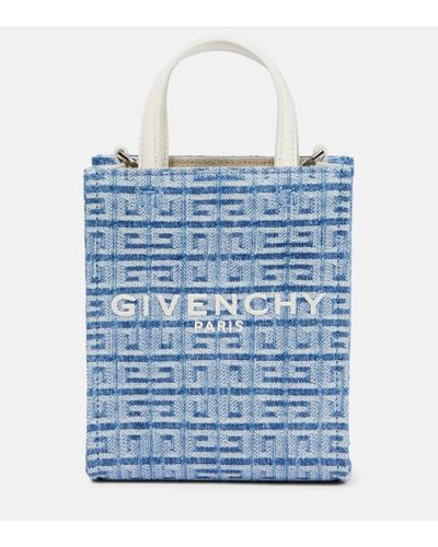 Givenchy G Mini Logo Denim Canvas Tote Bag - Blue