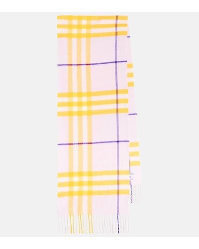 Burberry Checked Wool Scarf - Yellow