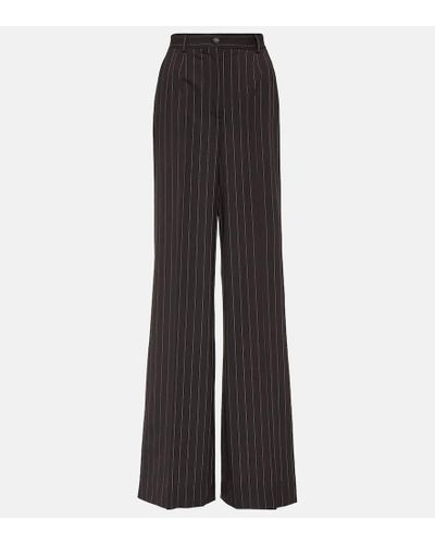 Dolce & Gabbana Pantalones anchos de lana con raya diplomatica - Negro