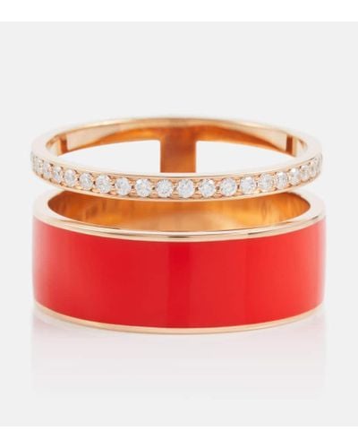 Repossi Berbere Chromatic Rose Gold Ring With Diamonds - Red