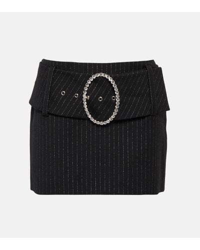 Alessandra Rich Mini-jupe a taille basse rayee - Noir