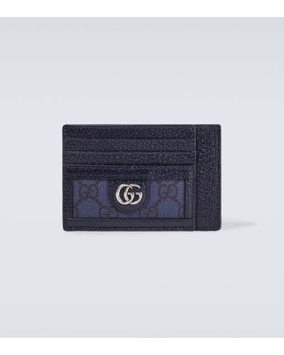 Gucci Porte-cartes Ophidia GG en cuir - Bleu