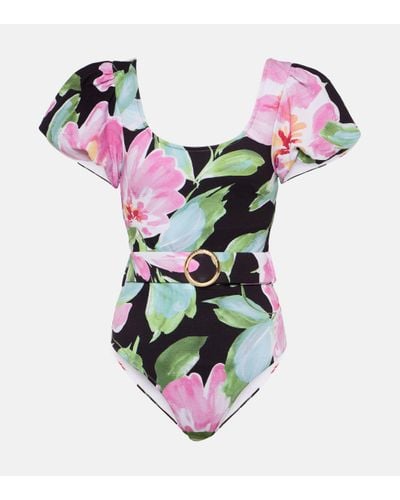 Alexandra Miro Jeanie Floral Belted Swimsuit - Multicolour
