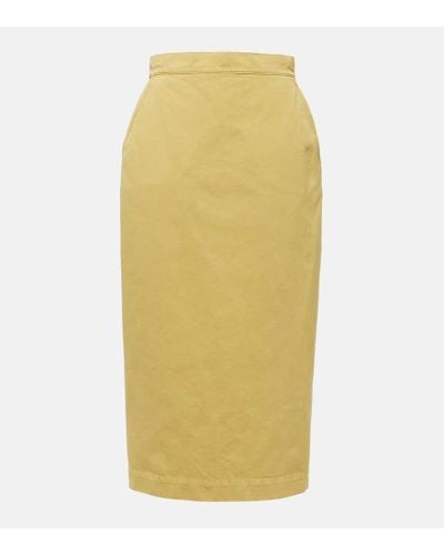 Max Mara Denver Cotton Gabardine Midi Skirt - Yellow