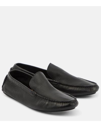 The Row Lucca Leather Moccasins - Black