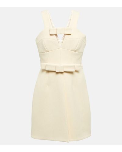 Jil Sander Bow-detail Wool-blend Minidress - Natural