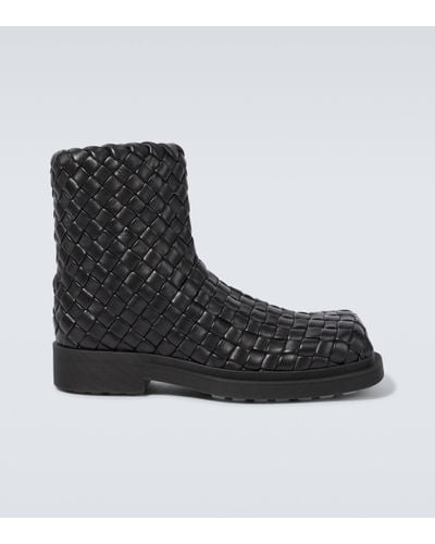 Bottega Veneta Ben Leather Ankle Boots - Black