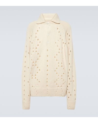 Givenchy Openwork Jumper With Collar, - Natural