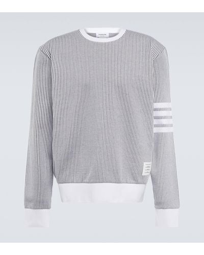 Thom Browne 4-bar Cotton Seersucker Sweatshirt - Grey