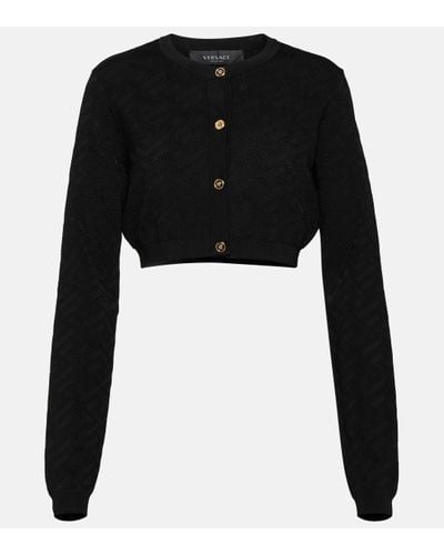 Versace Medusa Jacquard Cropped Cardigan - Black