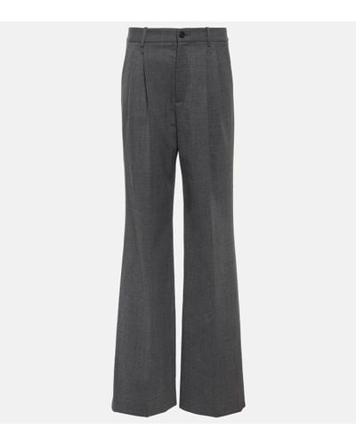 Nili Lotan Flavie Wool-blend Wide-leg Trousers - Grey