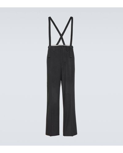 Visvim Tupper Wool And Linen Trousers With Suspenders - Black