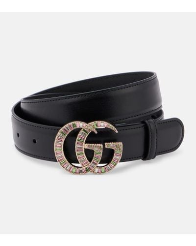 Gucci Verzierter Guertel GG Marmont aus Leder - Schwarz