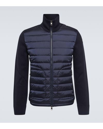 Moncler Down-paneled Knit Jacket - Blue