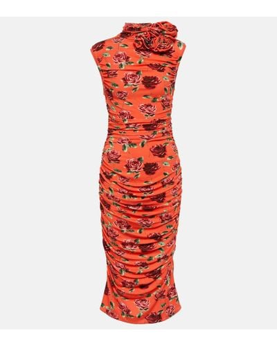Magda Butrym Floral-applique Printed Midi Dress - Red