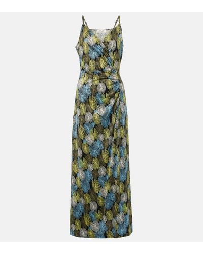 Diane von Furstenberg Saavya Printed Jersey Maxi Dress - Green