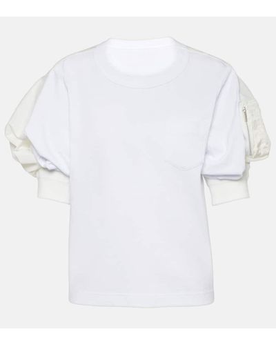 Sacai Camiseta de jersey de algodon - Blanco