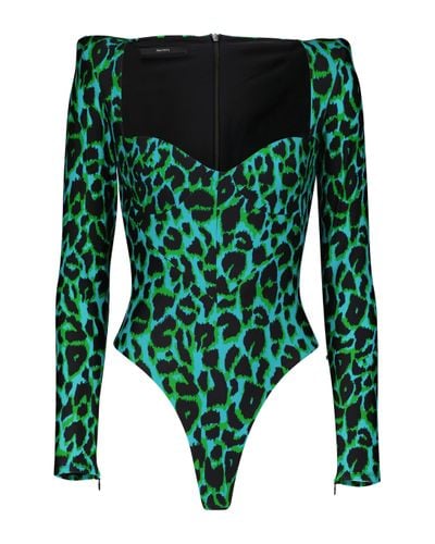 Alex Perry Reese Leopard-print Bodysuit - Green