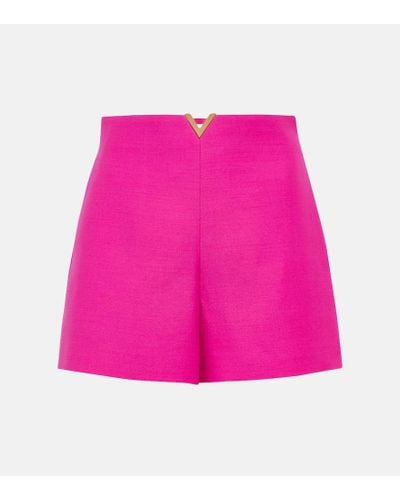 Valentino Shorts de Crepe Couture con VGold - Rosa