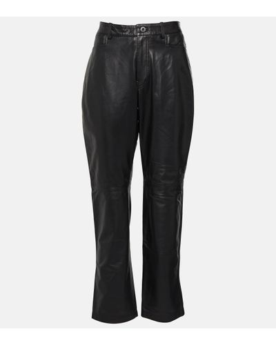 Proenza Schouler White Label Leather Straight Trousers - Black