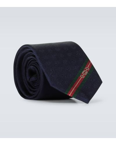 Gucci 7cm Logo-jacquard Silk Tie - Blue