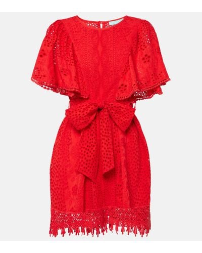Melissa Odabash Kara Cotton Broderie Anglaise Minidress - Red