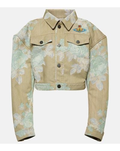 Vivienne Westwood Bedruckte Cropped-Jacke aus Denim - Grün