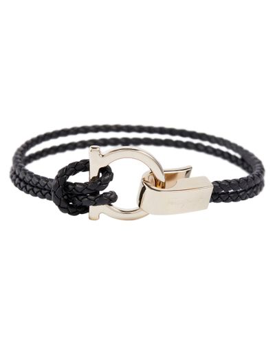 Ferragamo Gancini Leather Bracelet - Black