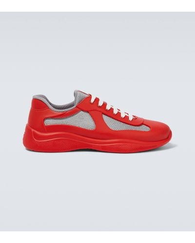 Prada America'S Cup Soft Rubber And Bike Fabric Trainers - Red