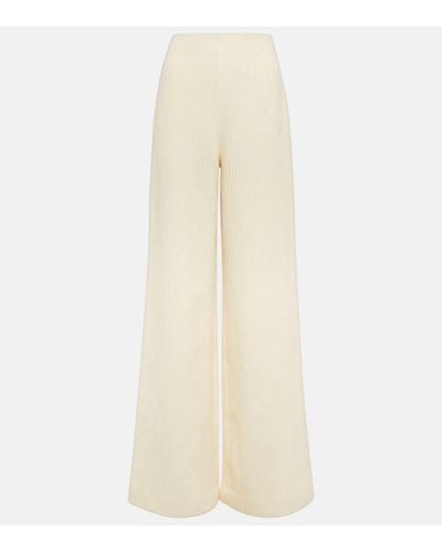 Loro Piana Wool And Cotton Corduroy Wide-leg Trousers - Natural