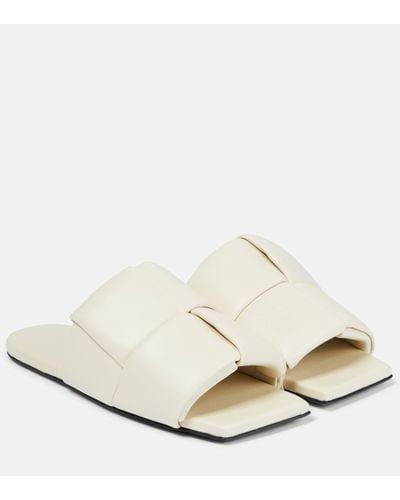 Bottega Veneta Patch Leather Slides - Natural