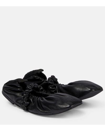 Ganni Ballerinas Scrunchie aus Leder - Schwarz