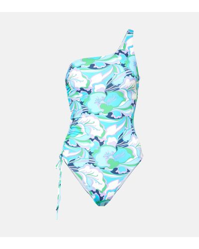 Melissa Odabash Bodrum One-shoulder Floral Swimsuit - Blue