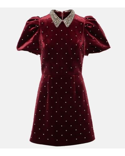 Rebecca Vallance Verziertes Minikleid Vanessa aus Samt - Rot