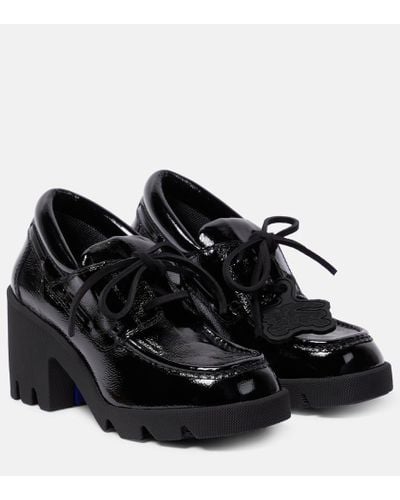 Burberry Stride 65mm Leather High-heel Loafers - Black