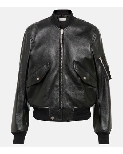 Saint Laurent Chaqueta de piel - Negro