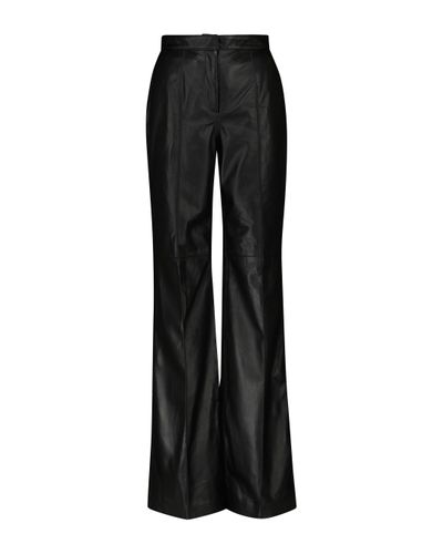 Costarellos Denie High-rise Leather Straight Trousers - Black